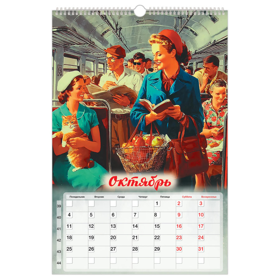 Календарь на гребне с ригелем 2027 г., 30х45 см, BRAUBERG, "Советские плакаты"