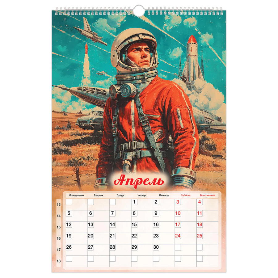 Календарь на гребне с ригелем 2027 г., 30х45 см, BRAUBERG, "Советские плакаты"