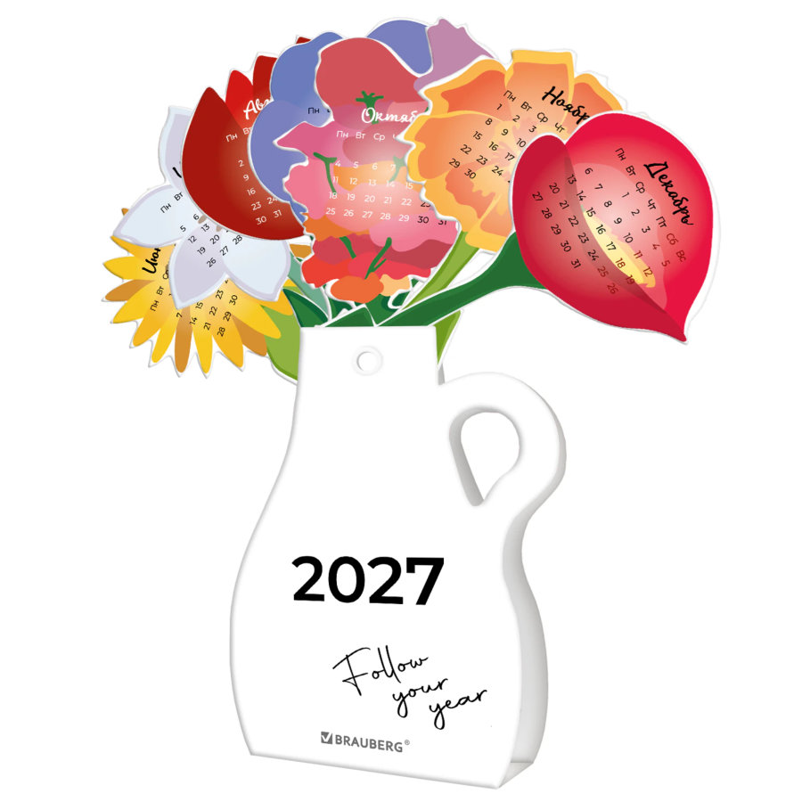 Календарь настольный, подарочный, фигурный, 2027, сувенир DIY, картон, BRAUBERG, "Букет"