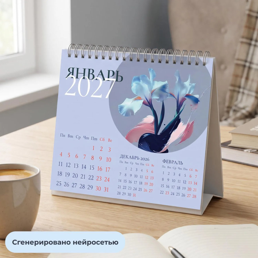 Календарь-домик настольный 2027 Attache Цветы 120х110мм