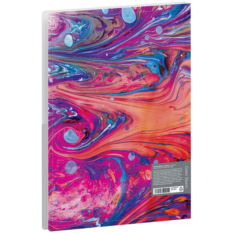 Папка на 2 кольцах Berlingo "Color Storm", 24мм, 600мкм, D-кольца, с внутр. карманом, с рисунком