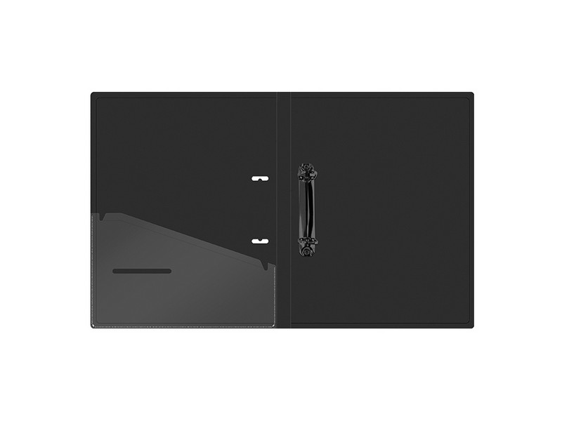 Папка на 2 кольцах Berlingo "DoubleBlack", 24мм, 600мкм, черная, D-кольца, с внутр. карманом, с рисунком