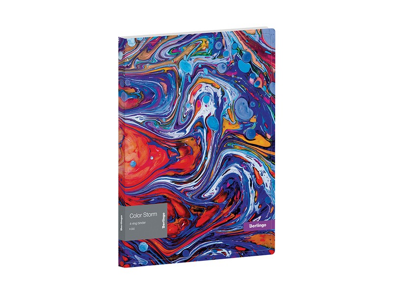 Папка на 4 кольцах Berlingo "Color Storm", 24мм, 600мкм, D-кольца, с внутр. карманом, с рисунком