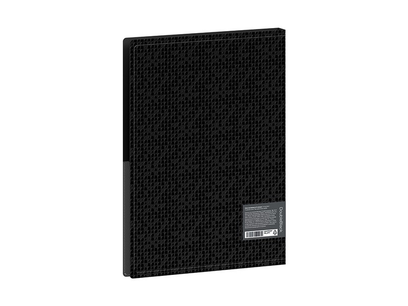 Папка на 4 кольцах Berlingo "DoubleBlack", 24мм, 600мкм, черная, D-кольца, с внутр. карманом, с рисунком