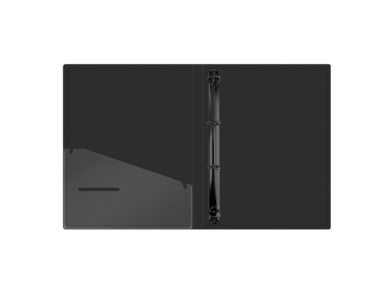 Папка на 4 кольцах Berlingo "DoubleBlack", 24мм, 600мкм, черная, D-кольца, с внутр. карманом, с рисунком