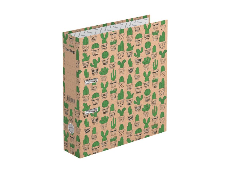 Папка-регистратор Berlingo "Cactus", 70мм, крафт-бумага, с рисунком