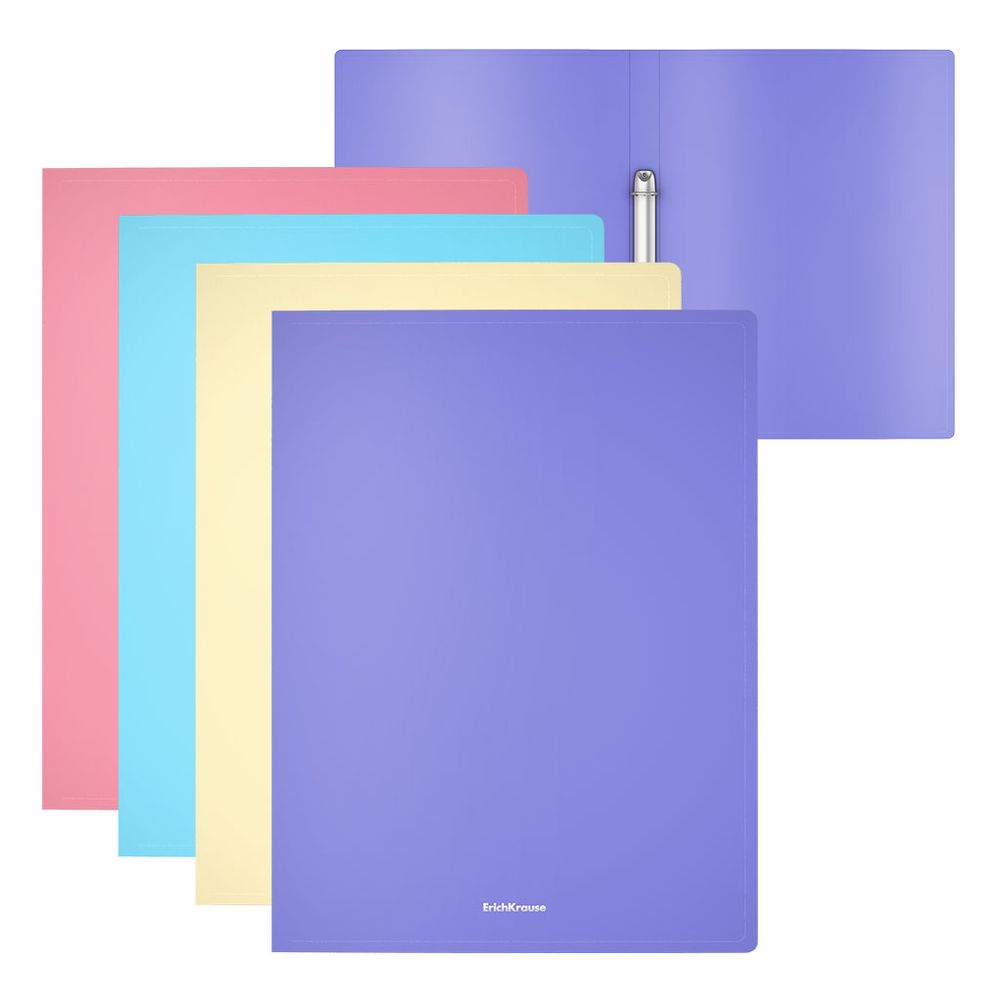 Папка на 2 кольцах пластиковая ErichKrause Matt Pastel, 24мм, A4, ассорти 