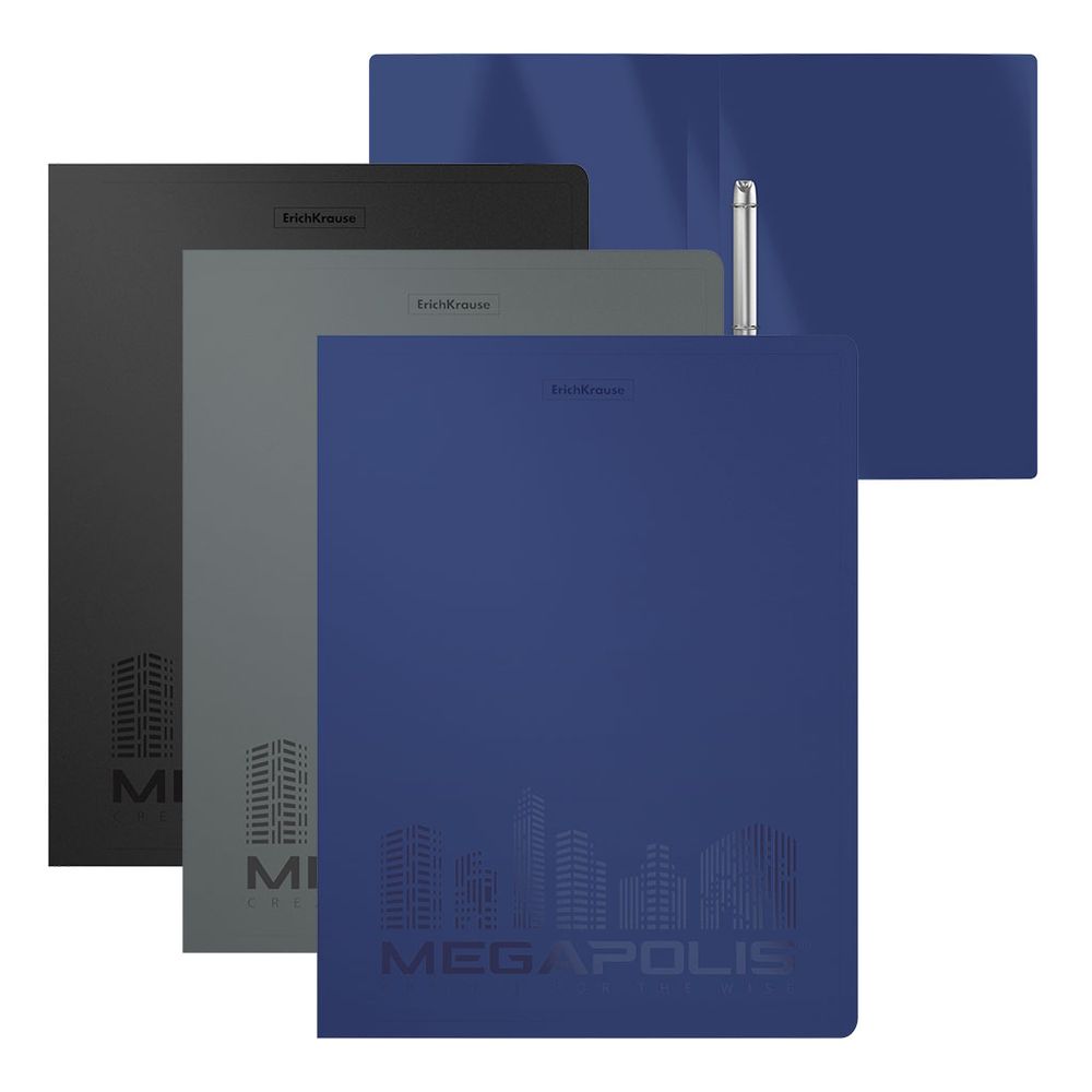 Папка на 2 кольцах пластиковая ErichKrause MEGAPOLIS, 35 мм, А4, ассорти 