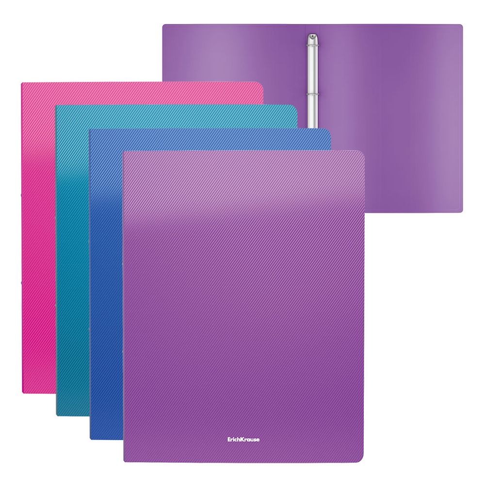 Папка на 4 кольцах пластиковая ErichKrause Diagonal Vivid, 24мм, A4, ассорти  