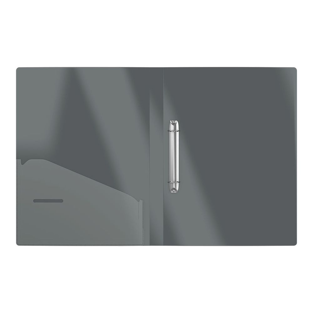 Папка на 4 кольцах пластиковая ErichKrause MEGAPOLIS, 24 мм, А4, серый 