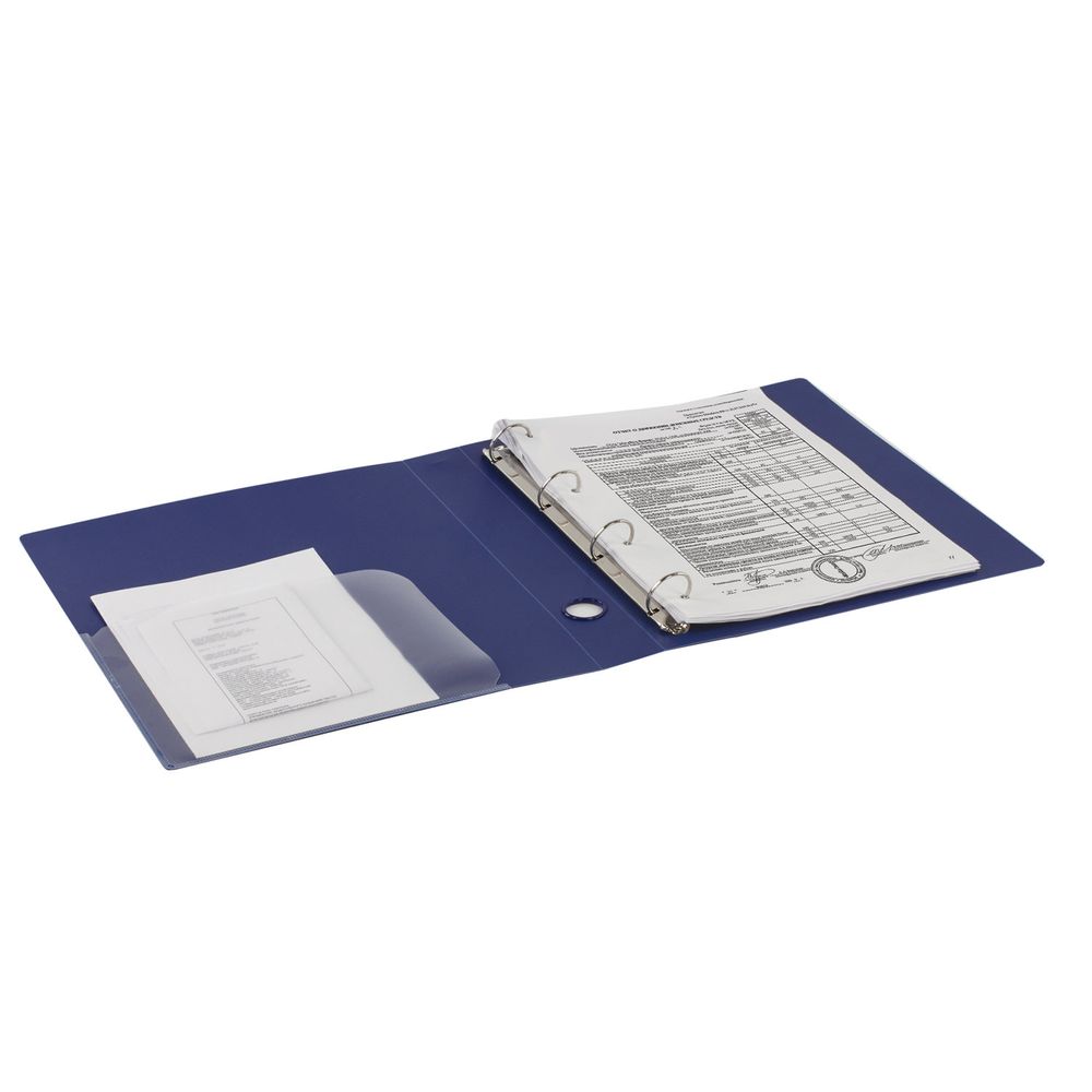 Папка на 4 кольцах BRAUBERG "Диагональ", 40 мм, темно-синяя, до 300 листов, 0,9 мм