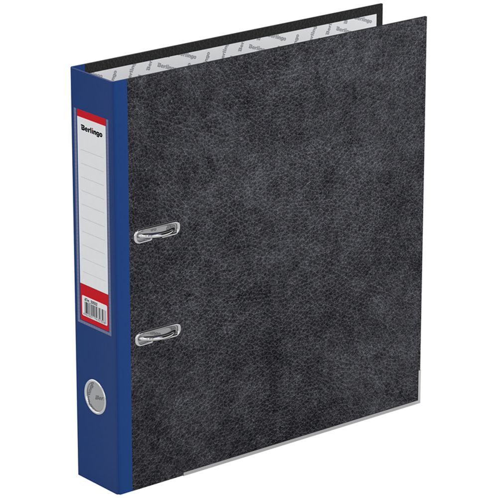 Папка-регистратор Berlingo "Standard", 50мм, мрамор, с карманом на корешке, нижний металлический кант, синяя