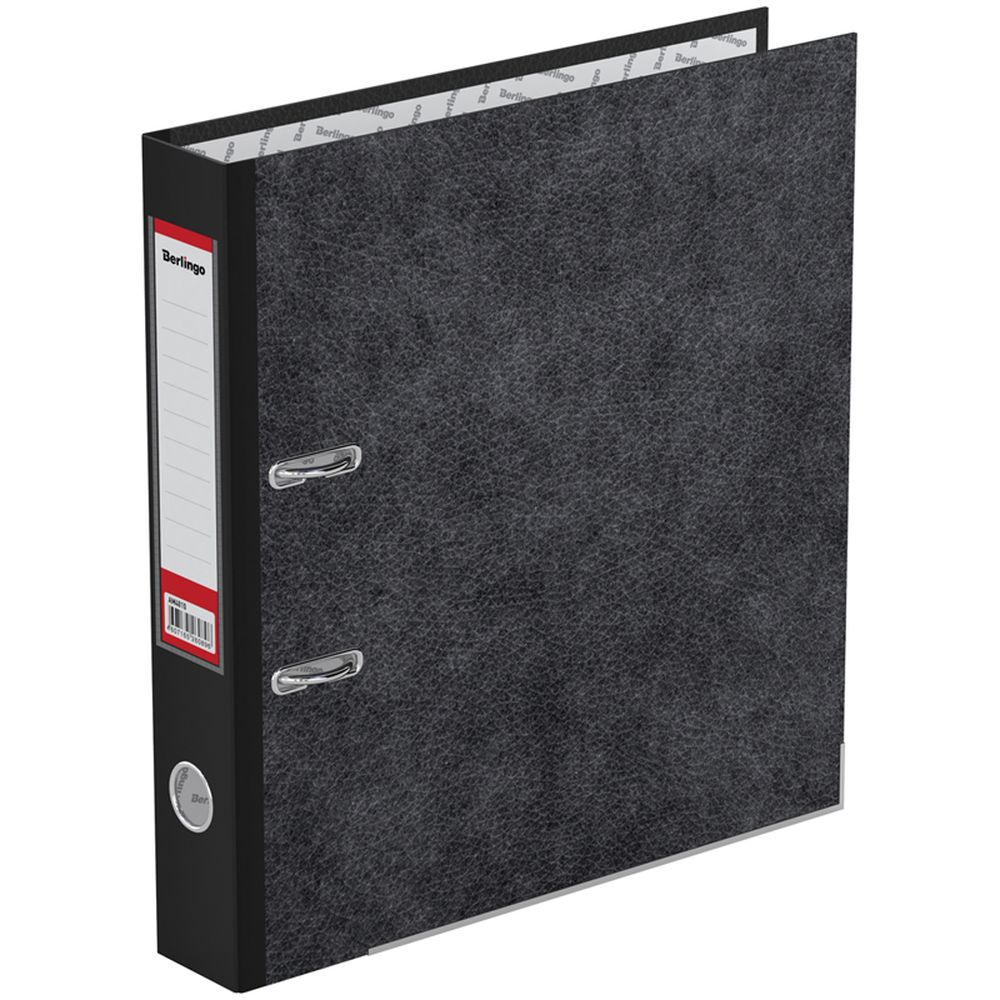 Папка-регистратор Berlingo "Standard", 50мм, мрамор, с карманом на корешке, нижний металлический кант, черная