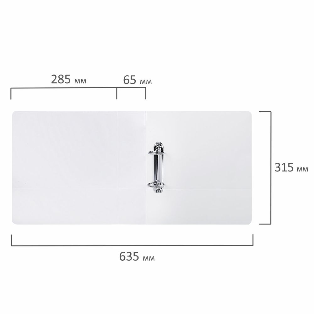 Папка ПАНОРАМА на 2 кольцах, ПРОЧНАЯ, картон/ПВХ, BRAUBERG "Office", БЕЛАЯ, 65 мм, до 400 листов