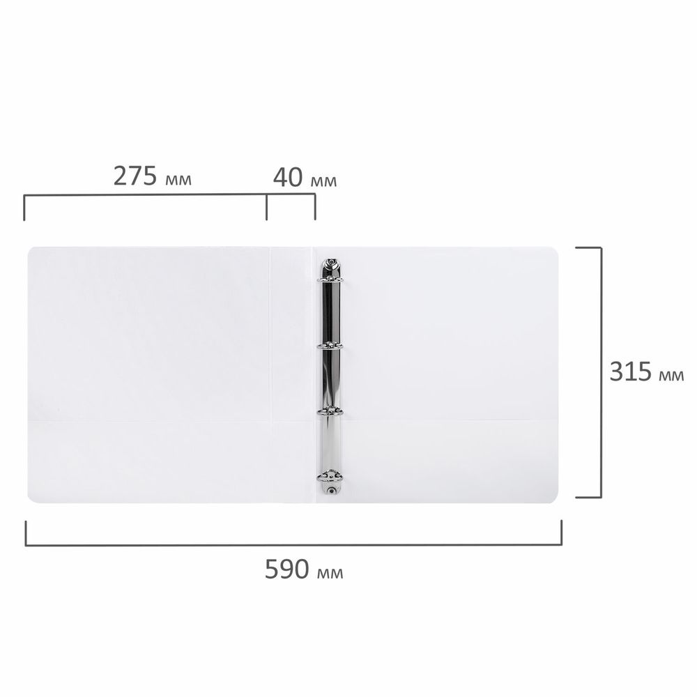 Папка ПАНОРАМА на 4 кольцах, ПРОЧНАЯ, картон/ПВХ, BRAUBERG "Office", БЕЛАЯ, 40 мм, до 250 листов