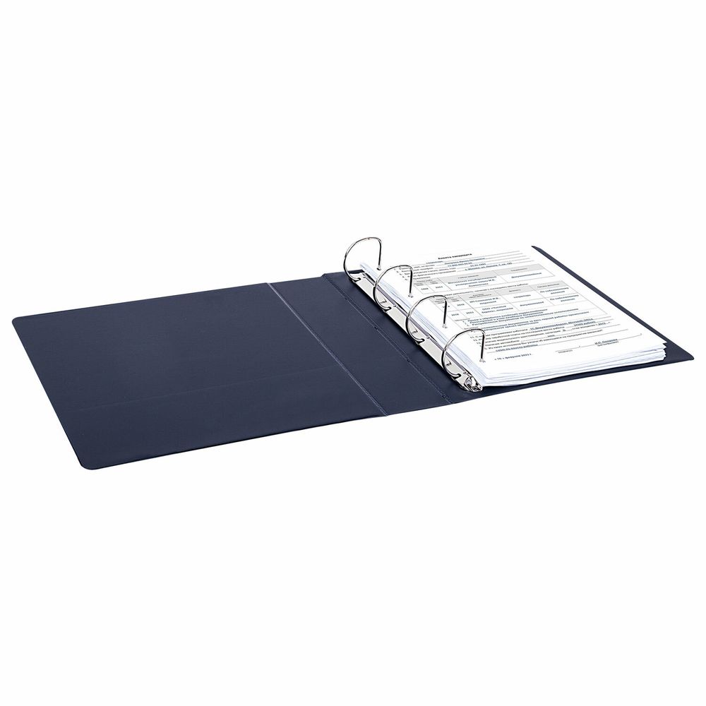 Папка ПАНОРАМА на 4 кольцах, ПРОЧНАЯ, картон/ПВХ, BRAUBERG "Office", СИНЯЯ, 65 мм, до 400 листов