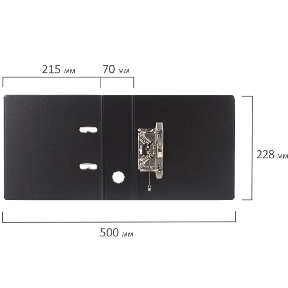 Папка-регистратор МАЛЫЙ ФОРМАТ (148х210 мм), А5, 70 мм, ВЕРТИКАЛЬНАЯ, двухстороннее покрытие, ПВХ, черная, BRAUBERG