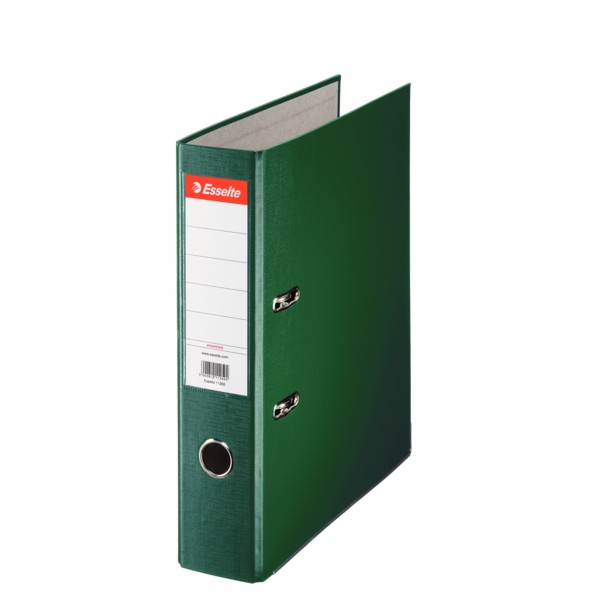 Папка-регистратор Esselte Economy, сверху пластик, внутри - картон, 75 мм, зеленый