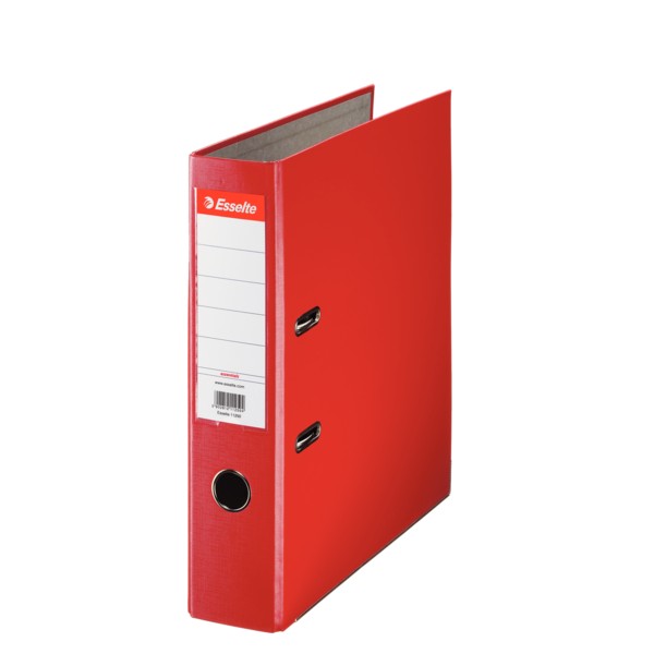 Папка-регистратор Esselte Economy, сверху пластик, внутри - картон, 75 мм, красный