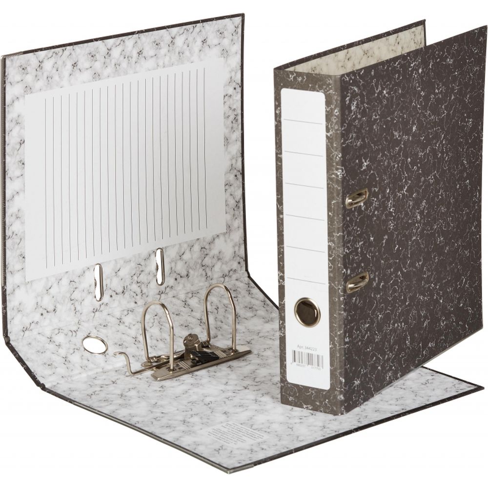 Регистратор 80мм, мрамор с черным корешком