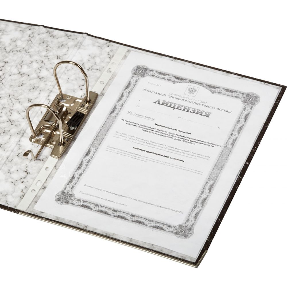 Регистратор 80мм, мрамор с черным корешком