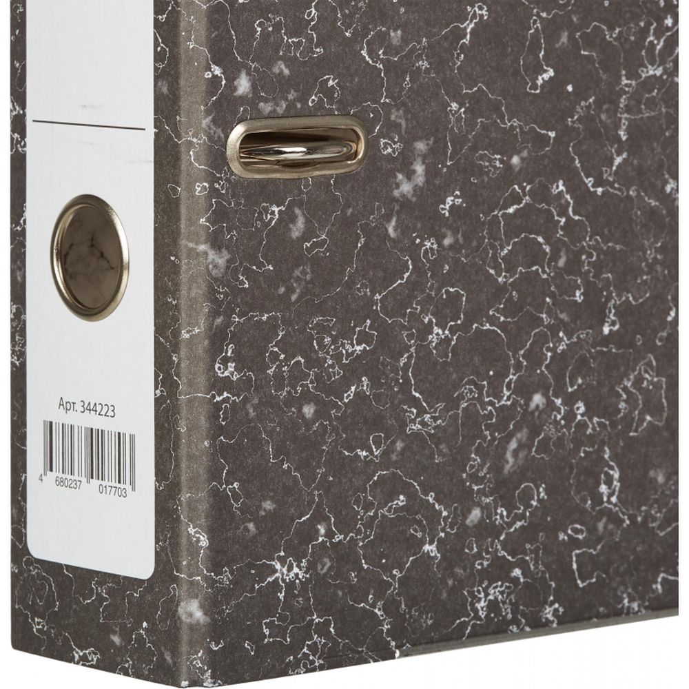 Регистратор 80мм, мрамор с черным корешком