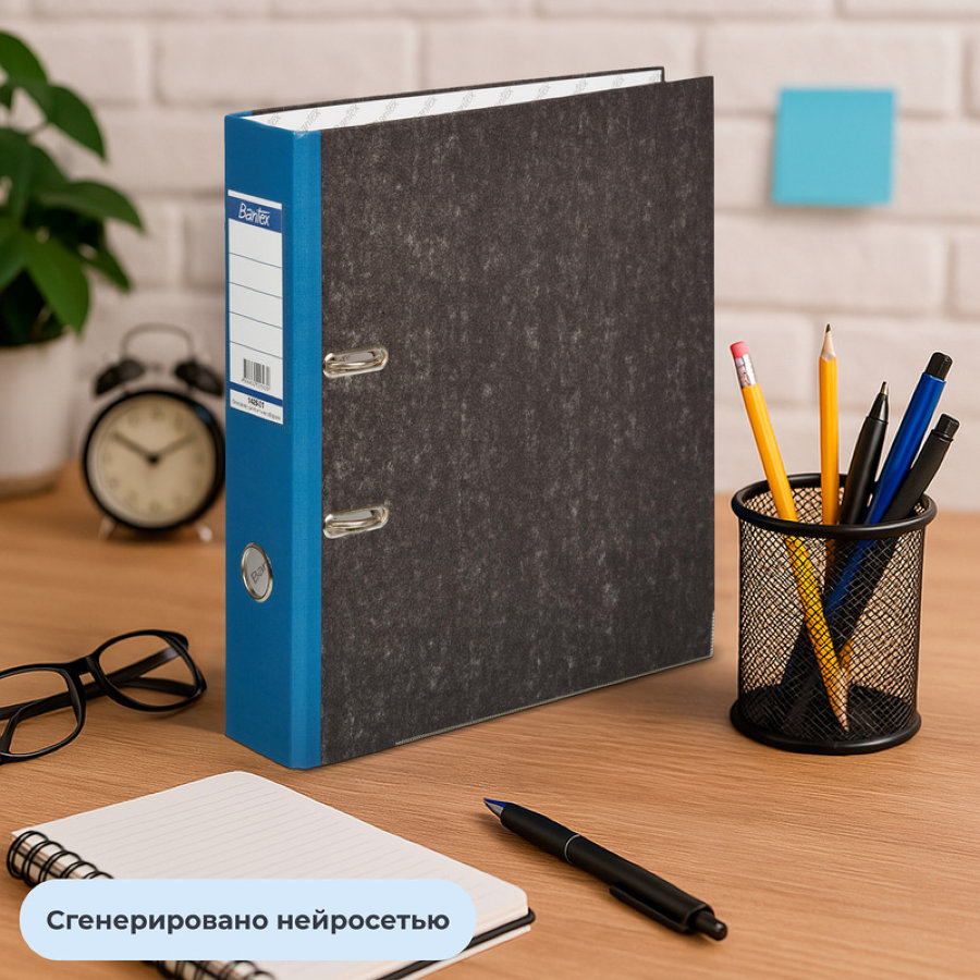 Регистратор BANTEX, 75мм, мрамор с синим корешком