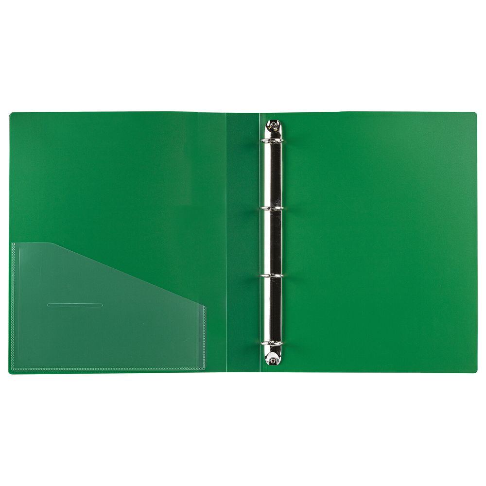 Папка на 4 кольцах, ширина 40 мм, BRAUBERG EXTRA, до 300 листов, ЗЕЛЕНАЯ, 0,8 мм