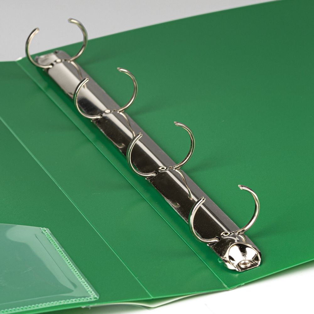 Папка на 4 кольцах, ширина 40 мм, BRAUBERG EXTRA, до 300 листов, ЗЕЛЕНАЯ, 0,8 мм