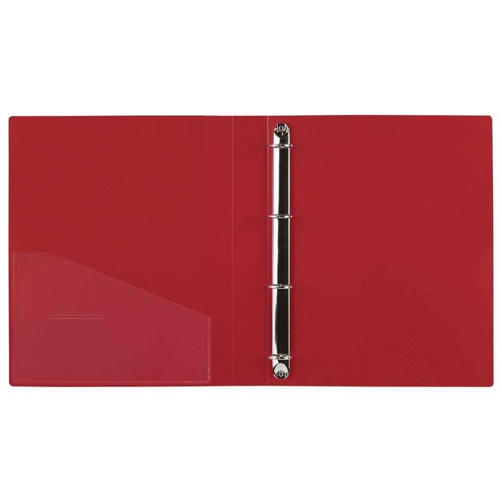 Папка на 4 кольцах, ширина 40 мм, BRAUBERG EXTRA, до 300 листов, КРАСНАЯ, 0,8 мм