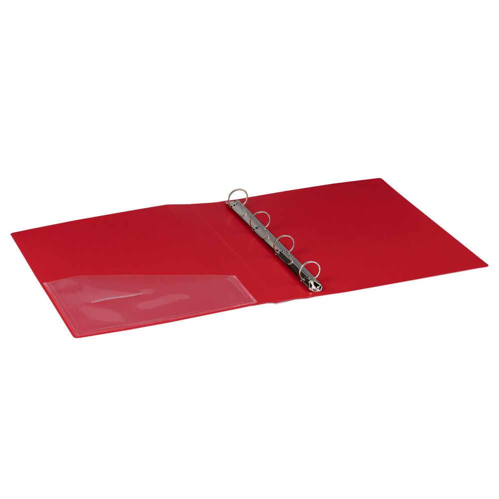 Папка на 4 кольцах, ширина 40 мм, BRAUBERG EXTRA, до 300 листов, КРАСНАЯ, 0,8 мм