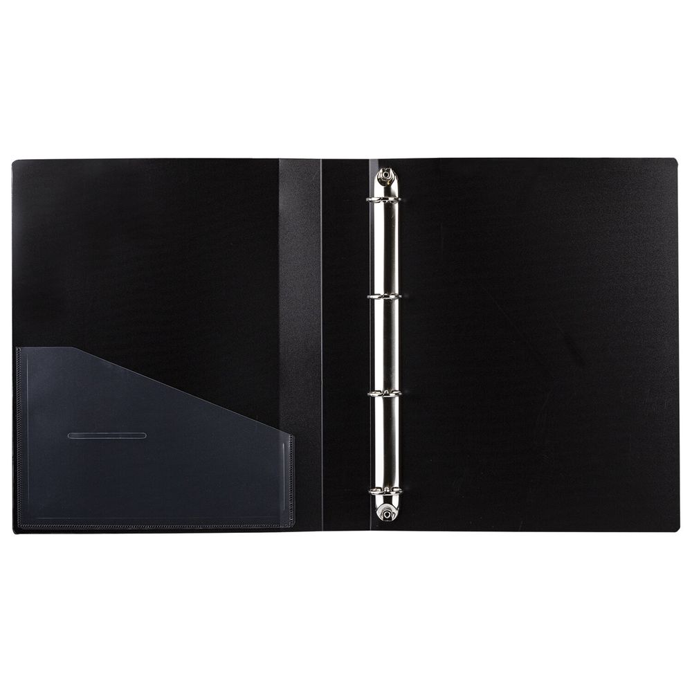 Папка на 4 кольцах, ширина 40 мм, BRAUBERG EXTRA, до 300 листов, ЧЕРНАЯ, 0,8 мм