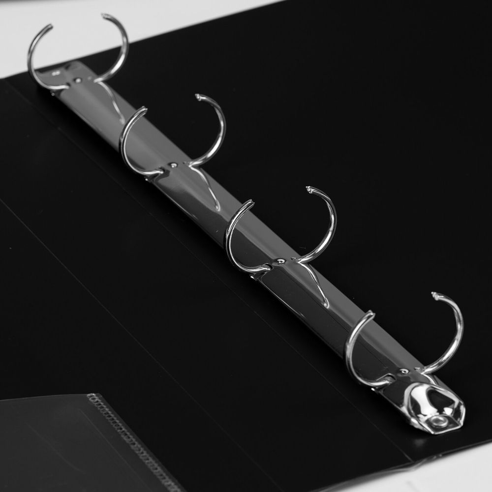 Папка на 4 кольцах, ширина 40 мм, BRAUBERG EXTRA, до 300 листов, ЧЕРНАЯ, 0,8 мм