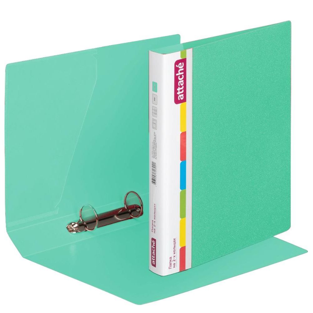 Папка на 2-х кольцах Attache Diagonal, А4, 20/25 мм, пластик, зеленая