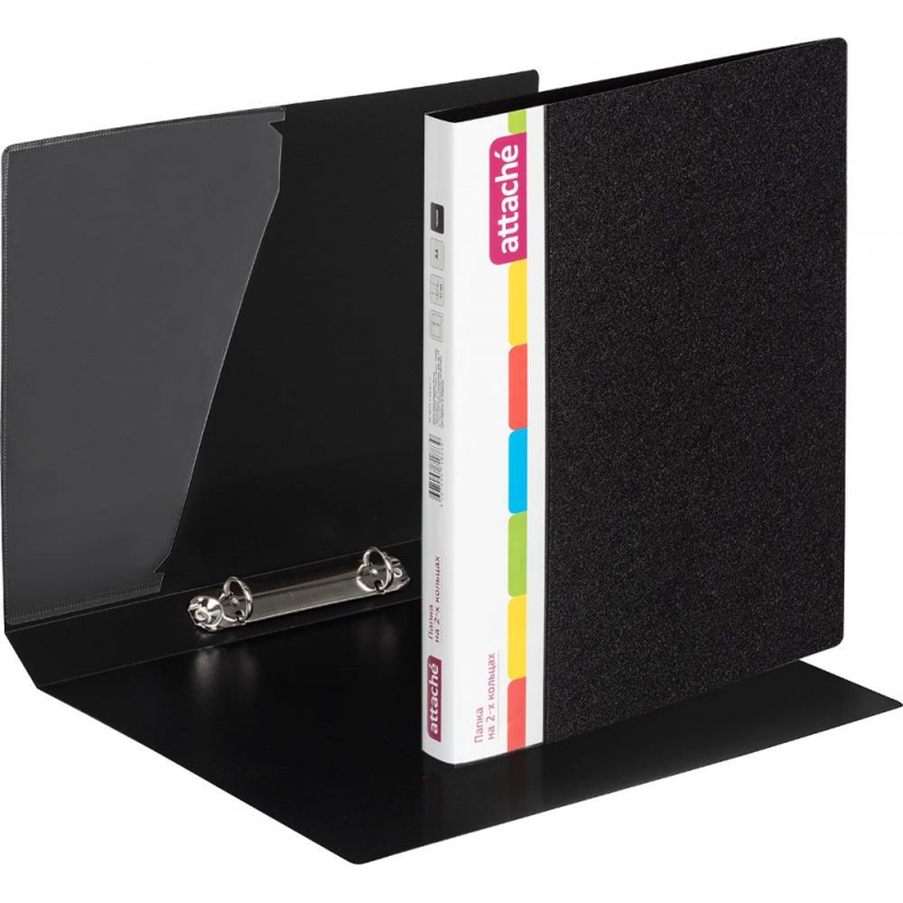 Папка на 2-х кольцах Attache F502/07, А4, 17/32мм, пластик, черная