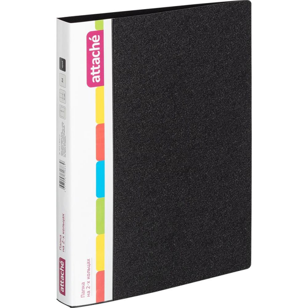 Папка на 2-х кольцах Attache F502/07, А4, 17/32мм, пластик, черная