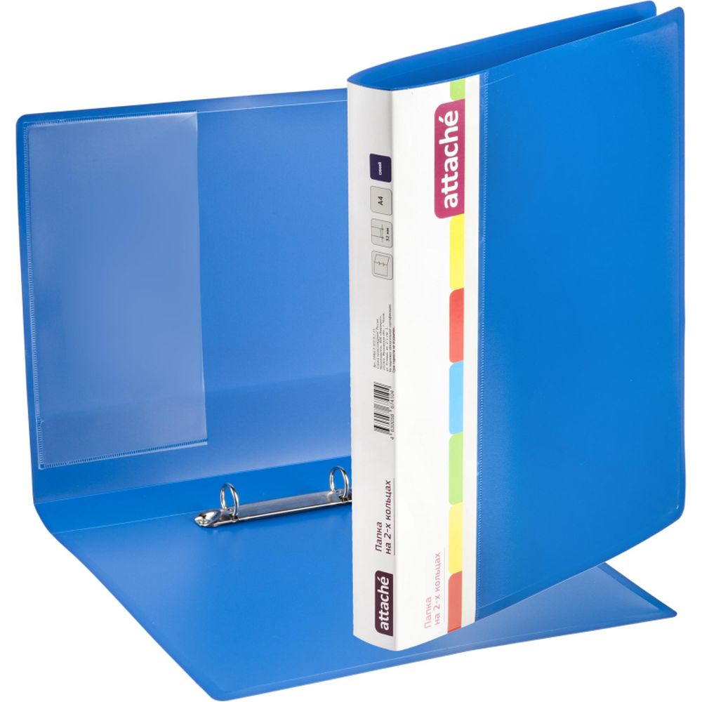 Папка на 2-х кольцах Attache F502/07, А4, 25/32мм, пластик, синяя