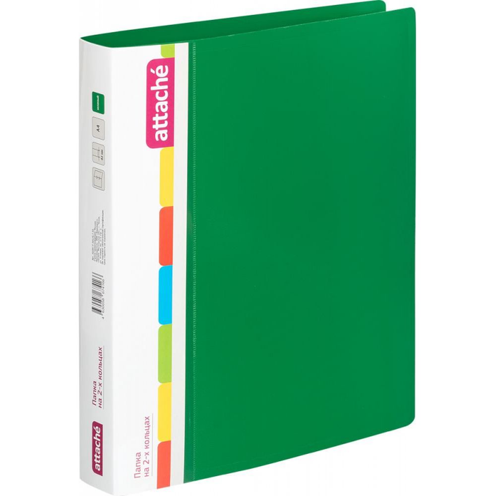 Папка на 2-х кольцах Attache F502/07, А4, 35/42мм, пластик, зеленая
