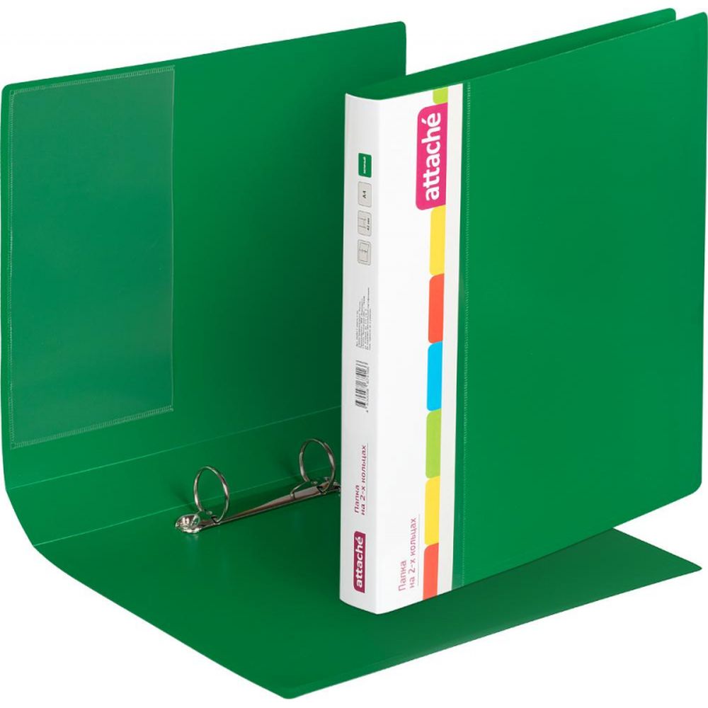 Папка на 2-х кольцах Attache F502/07, А4, 35/42мм, пластик, зеленая