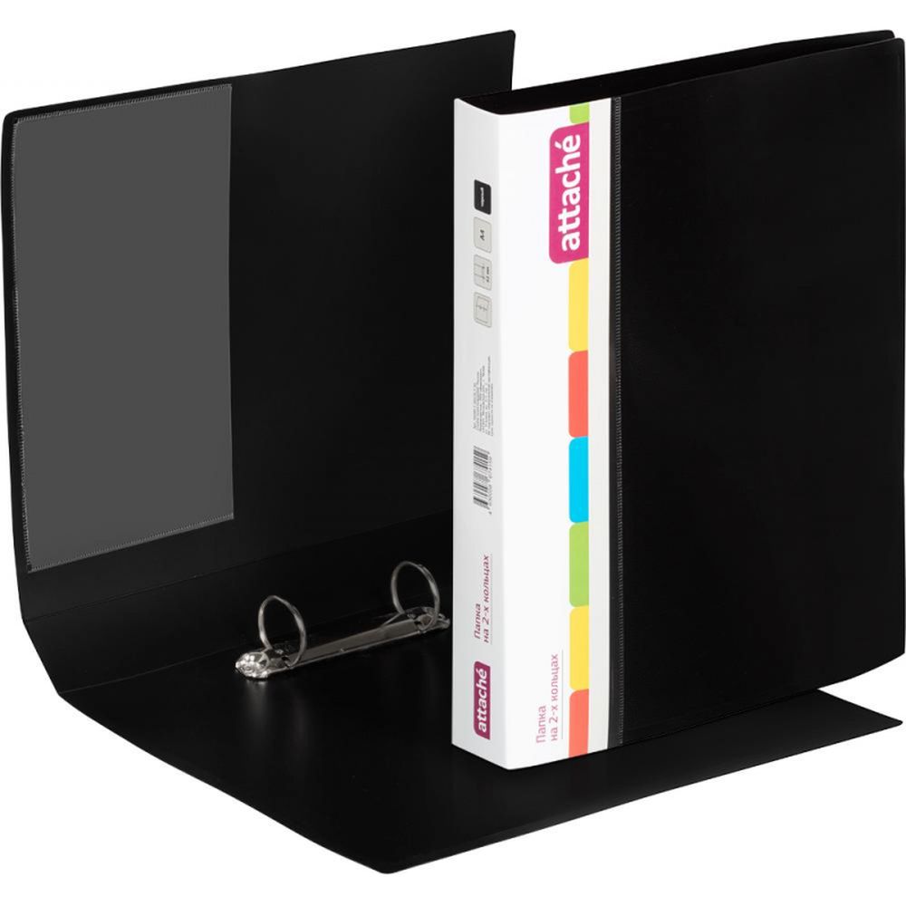 Папка на 2-х кольцах Attache F502/07, А4, 35/42мм, пластик, черная