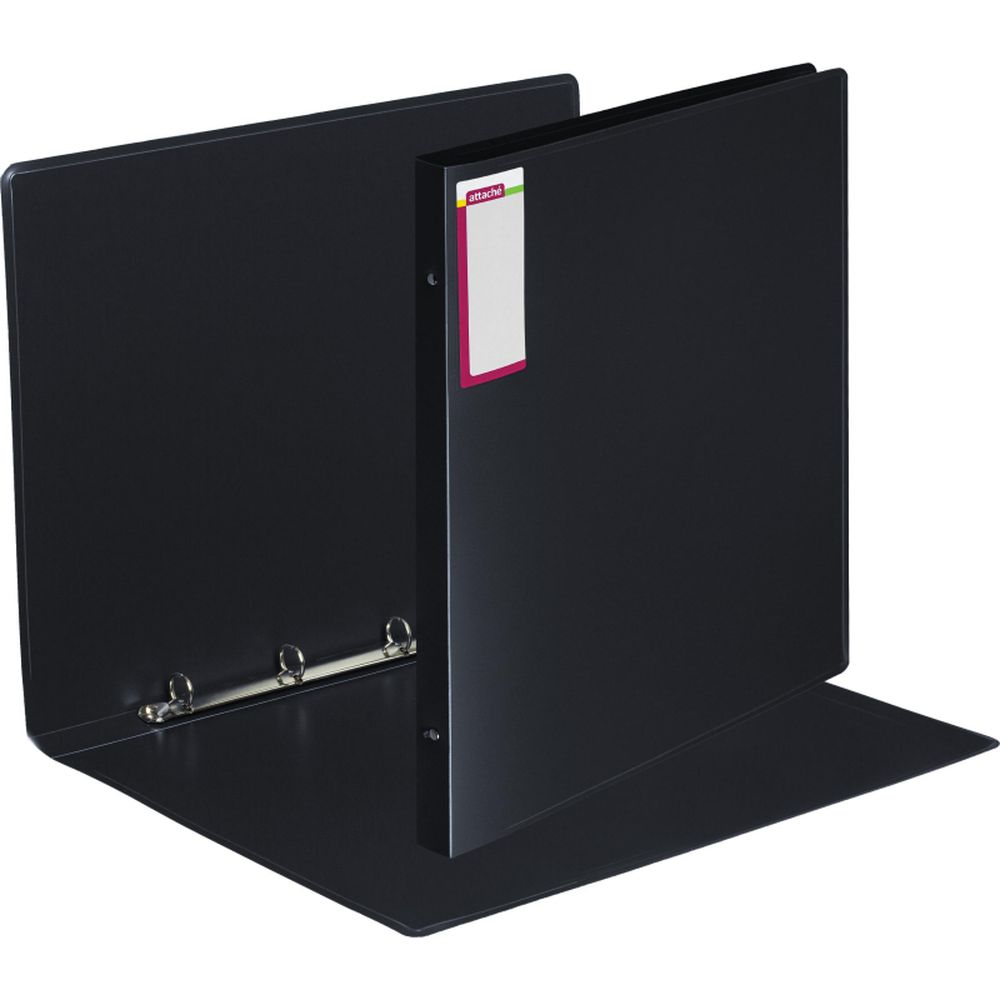 Папка на 4-х кольцах Attache F504/07, А3, вертикальная, 25/32мм, пластик, черная
