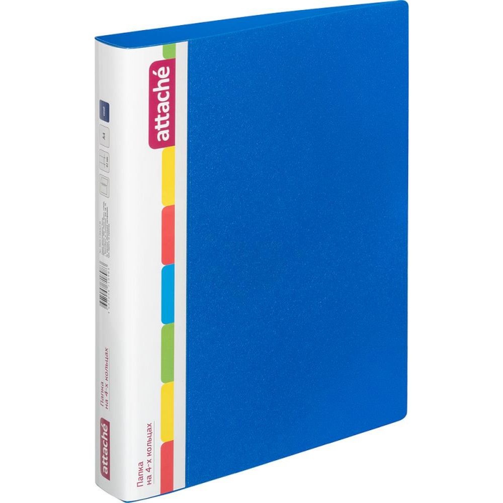 Папка на 4-х кольцах Attache F504/07, А4, 35/42мм, пластик, синяя
