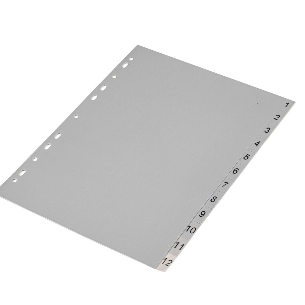 Разделитель пластиковый BRAUBERG, А4, 12 листов, цифровой 1-12, оглавление, серый, РОССИЯ