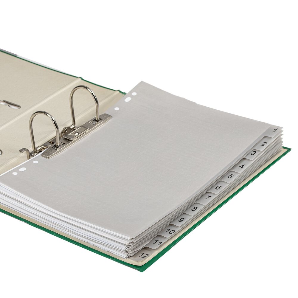 Разделитель пластиковый BRAUBERG, А4, 12 листов, цифровой 1-12, оглавление, серый, РОССИЯ