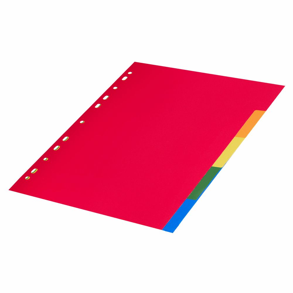 Разделитель пластиковый BRAUBERG, А4, 5 листов, по цветам, оглавление, Китай