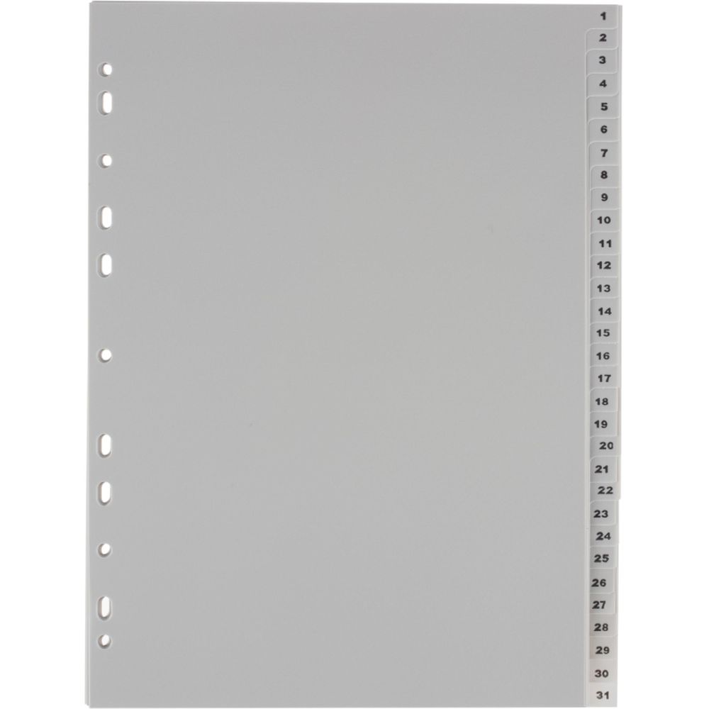 Разделитель 1-31 раздел ATTACHE, пластик, серый, титульный лист
