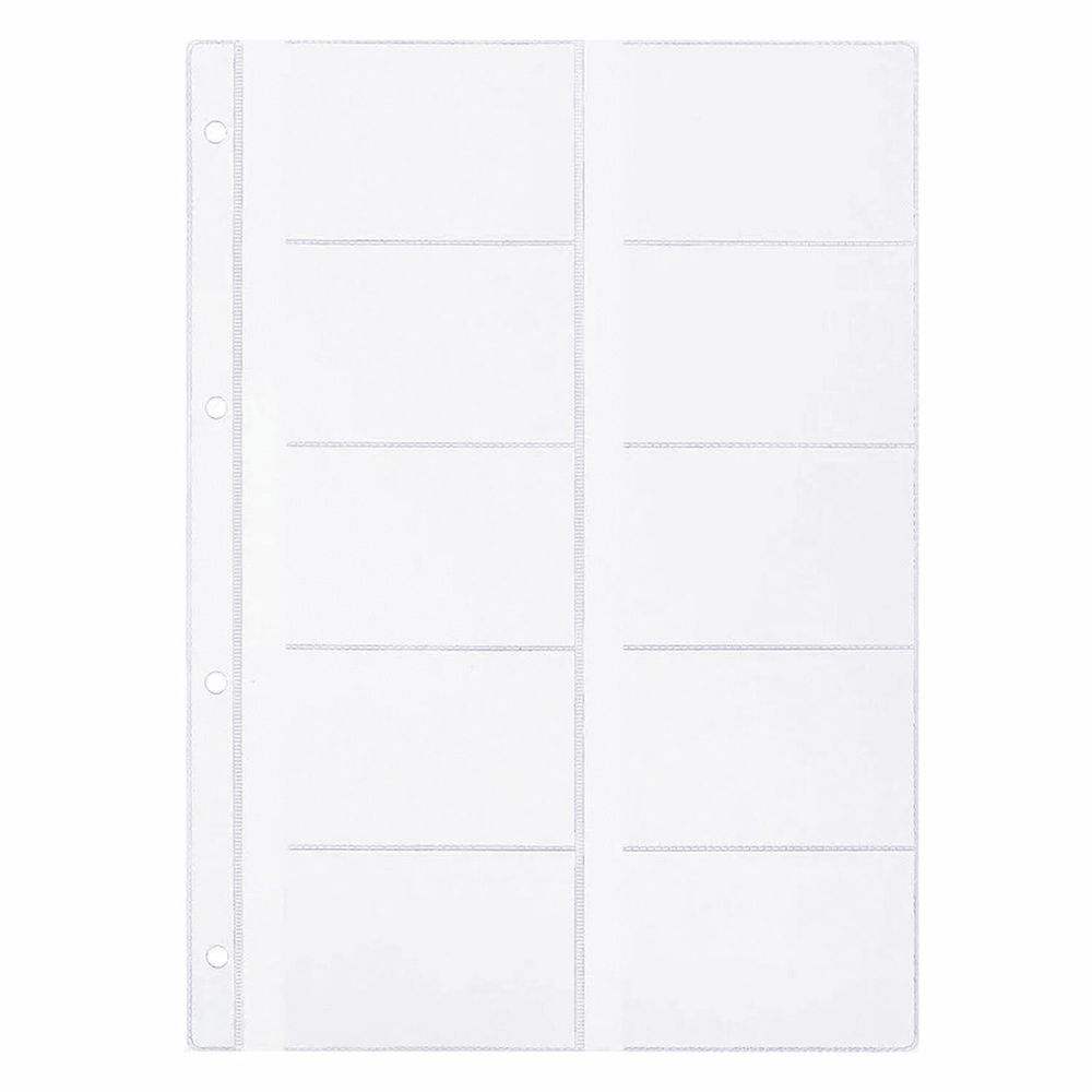 Папки-файлы на 20 визиток BRAUBERG, КОМПЛЕКТ 10 шт., А4 (210х297 мм), перфорированные, ПВХ 120 мкм