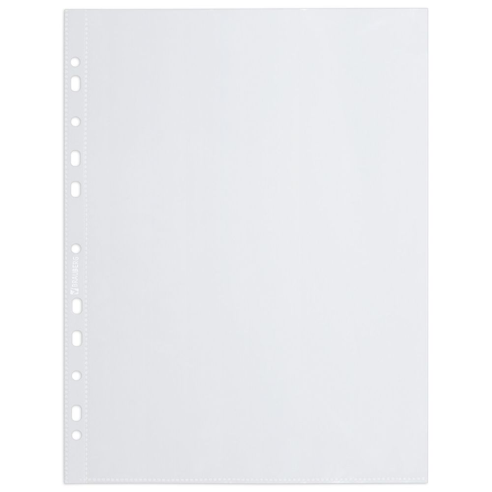 Папки-файлы перфорированные А4 BRAUBERG "EXTRA 700", КОМПЛЕКТ 50 шт., гладкие, ПЛОТНЫЕ, 70 мкм