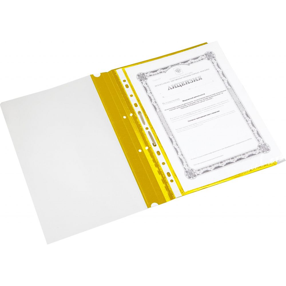 Папка-скоросшиватель Attache с перфорацией с прозрачным верхним листом, А4, желтая