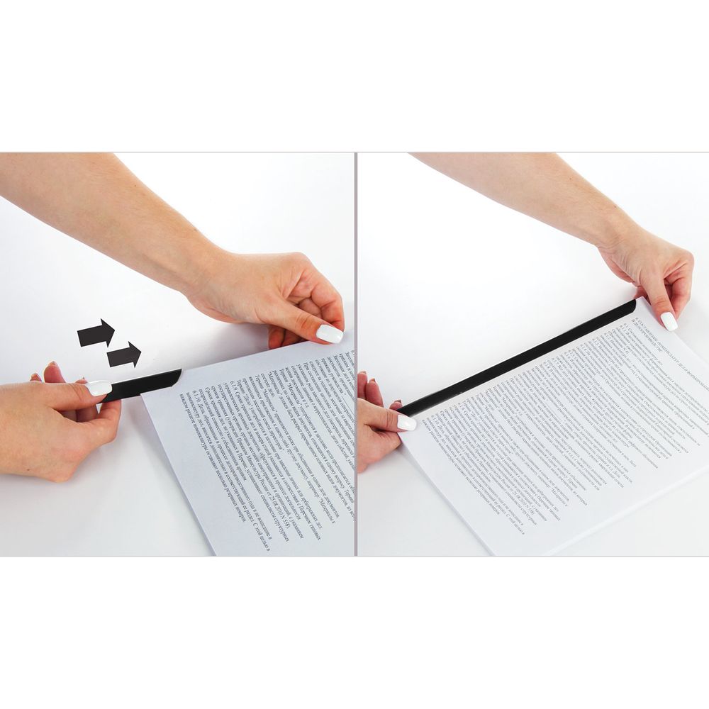 Скрепкошины для быстрого переплета BRAUBERG, КОМПЛЕКТ 10 шт., ширина 10 мм (до 50 листов), ЧЕРНЫЕ